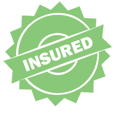 A green and white logo displays fully insured 