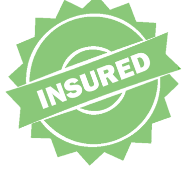 A green and white logo displays fully insured 