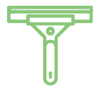 A green and white image of squeegee, a window cleaning hand tool
