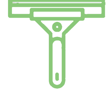 A green and white image of squeegee, a window cleaning hand tool