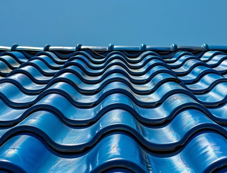A roof that just received a cleaning on a bright clear blue sky day